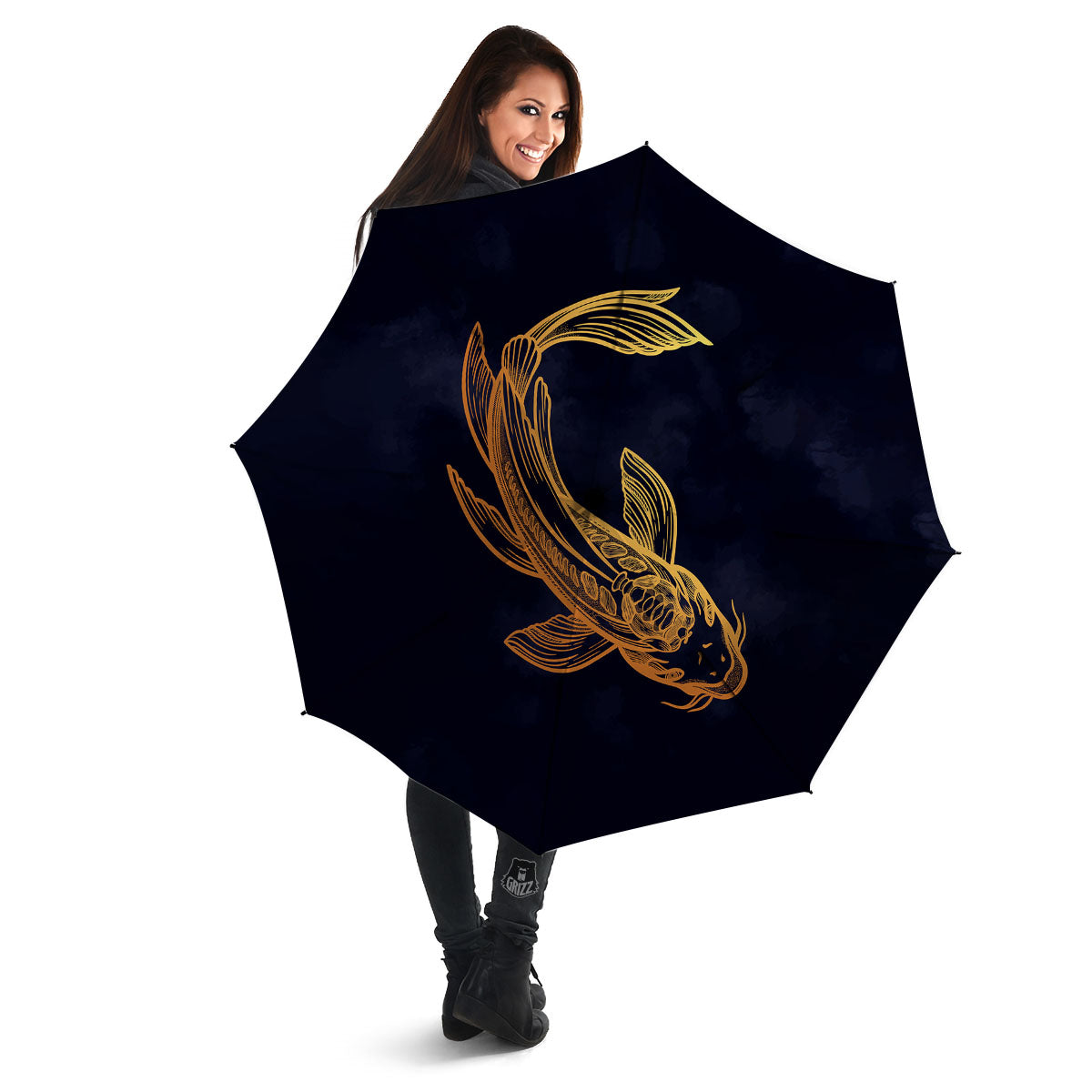 Koi Carp Golden Spiritual Print Umbrella-grizzshop
