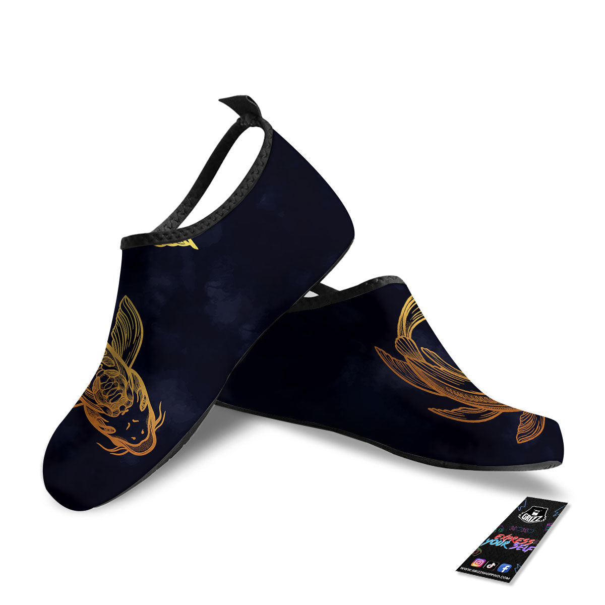 Koi Carp Golden Spiritual Print Water Shoes-grizzshop
