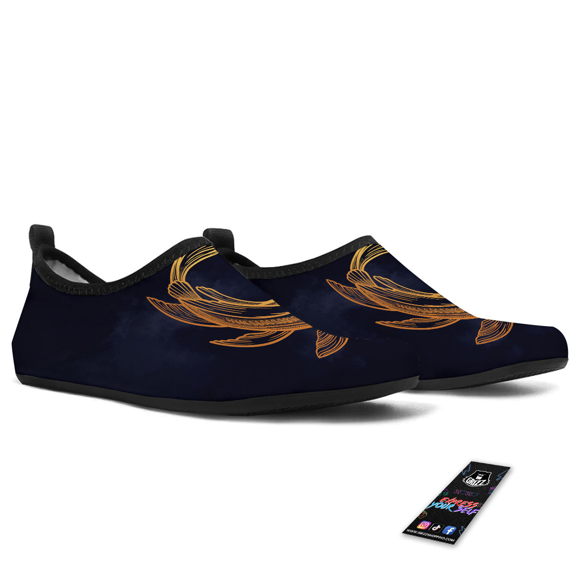 Koi Carp Golden Spiritual Print Water Shoes-grizzshop
