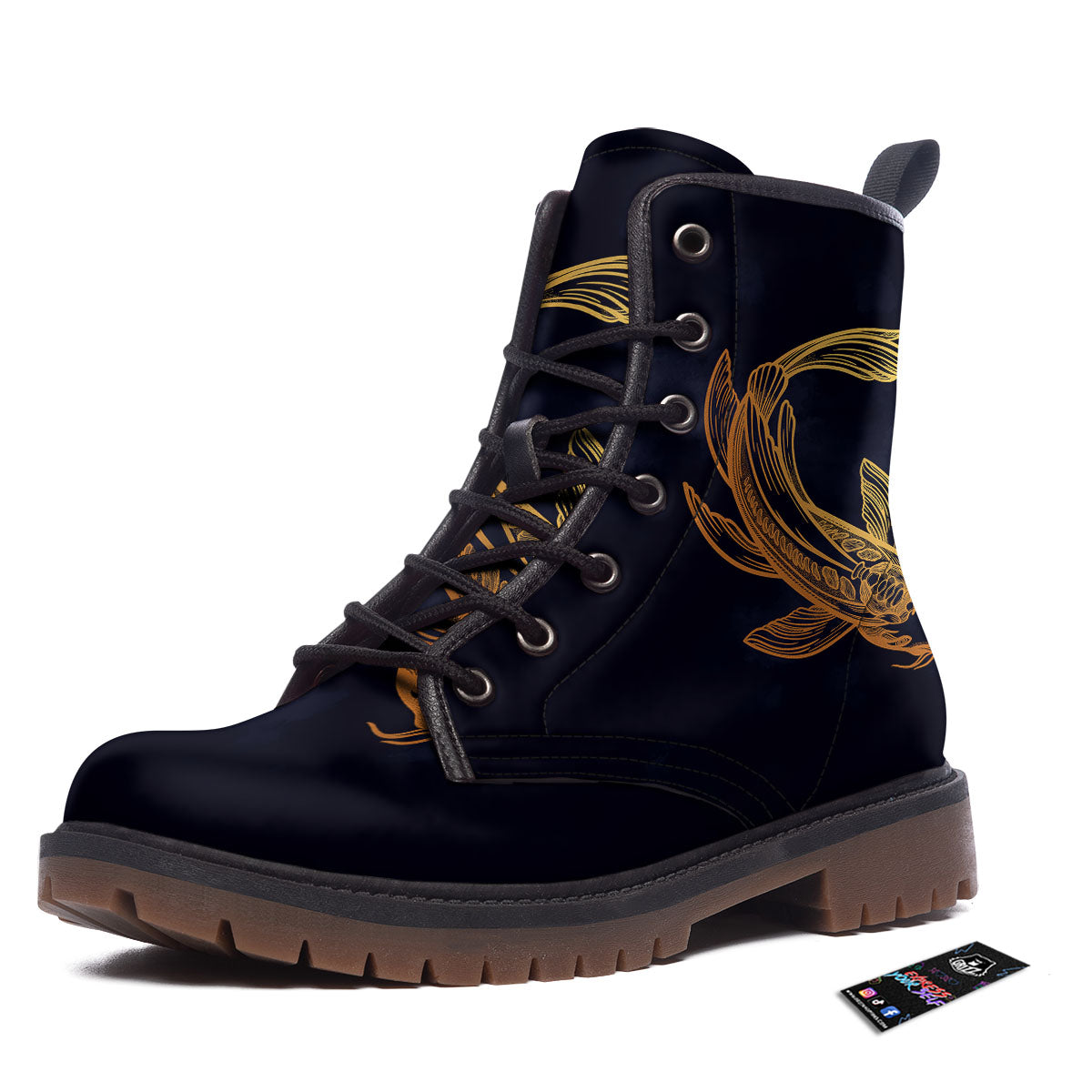 Koi Carp Golden Spiritual Print Work Boots-grizzshop