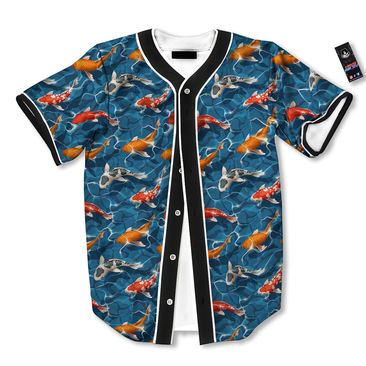Koi Carps Print Pattern Baseball Jersey-grizzshop