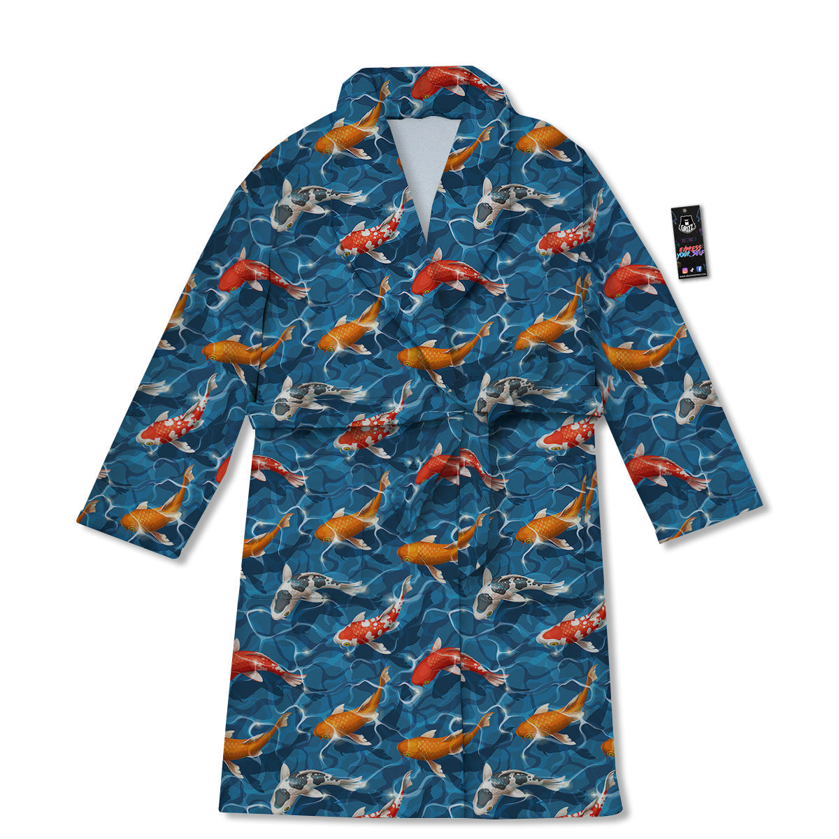 Koi Carps Print Pattern Bathrobe-grizzshop