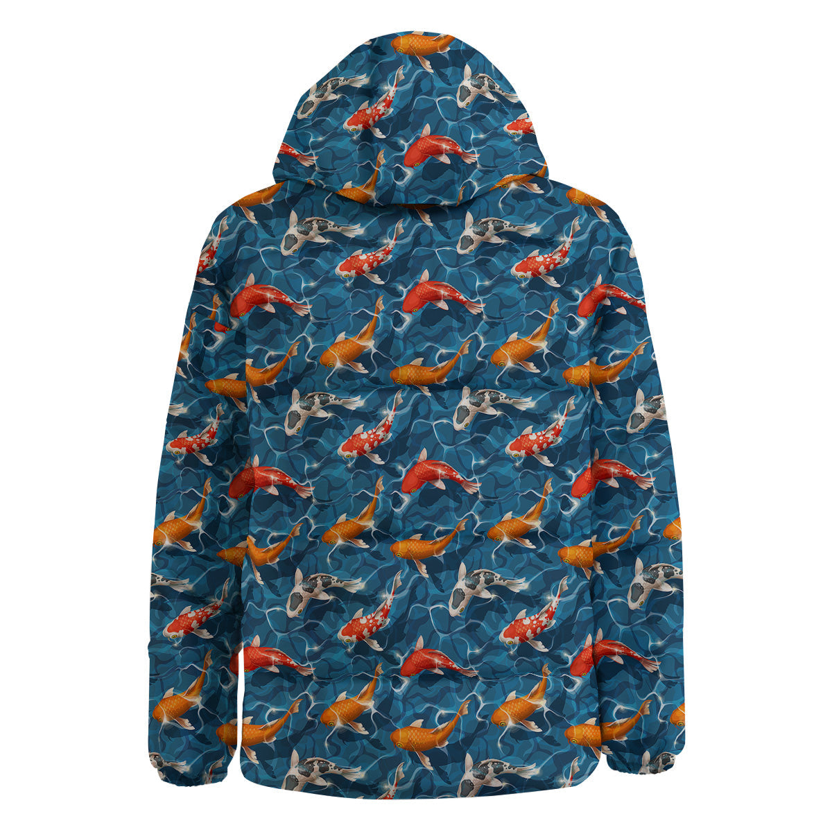 Koi Carps Print Pattern Down Jacket-grizzshop