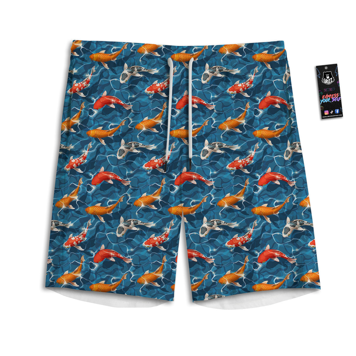 Koi Carps Print Pattern Men's Athletic Shorts