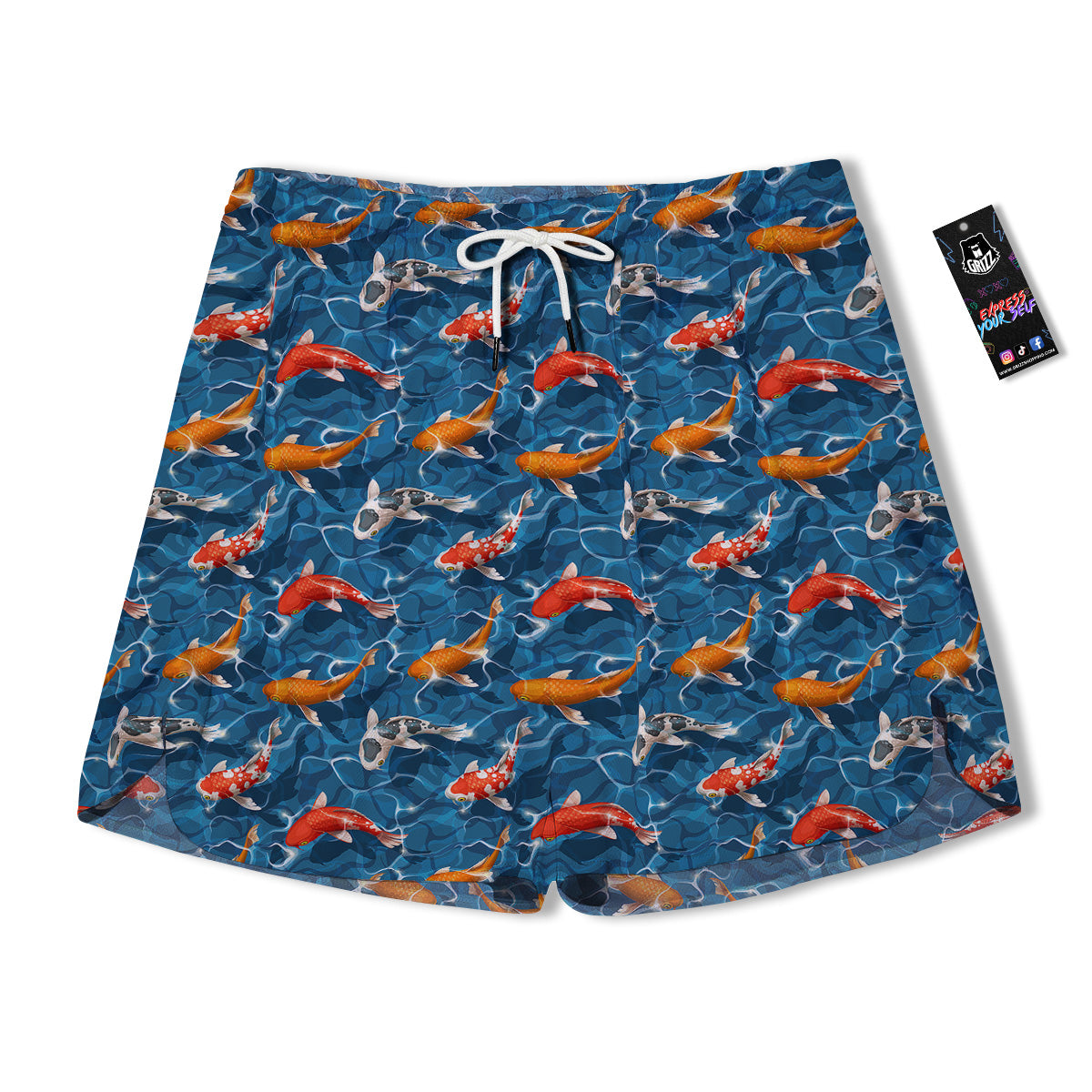 Koi Carps Print Pattern Men's Running Shorts-grizzshop
