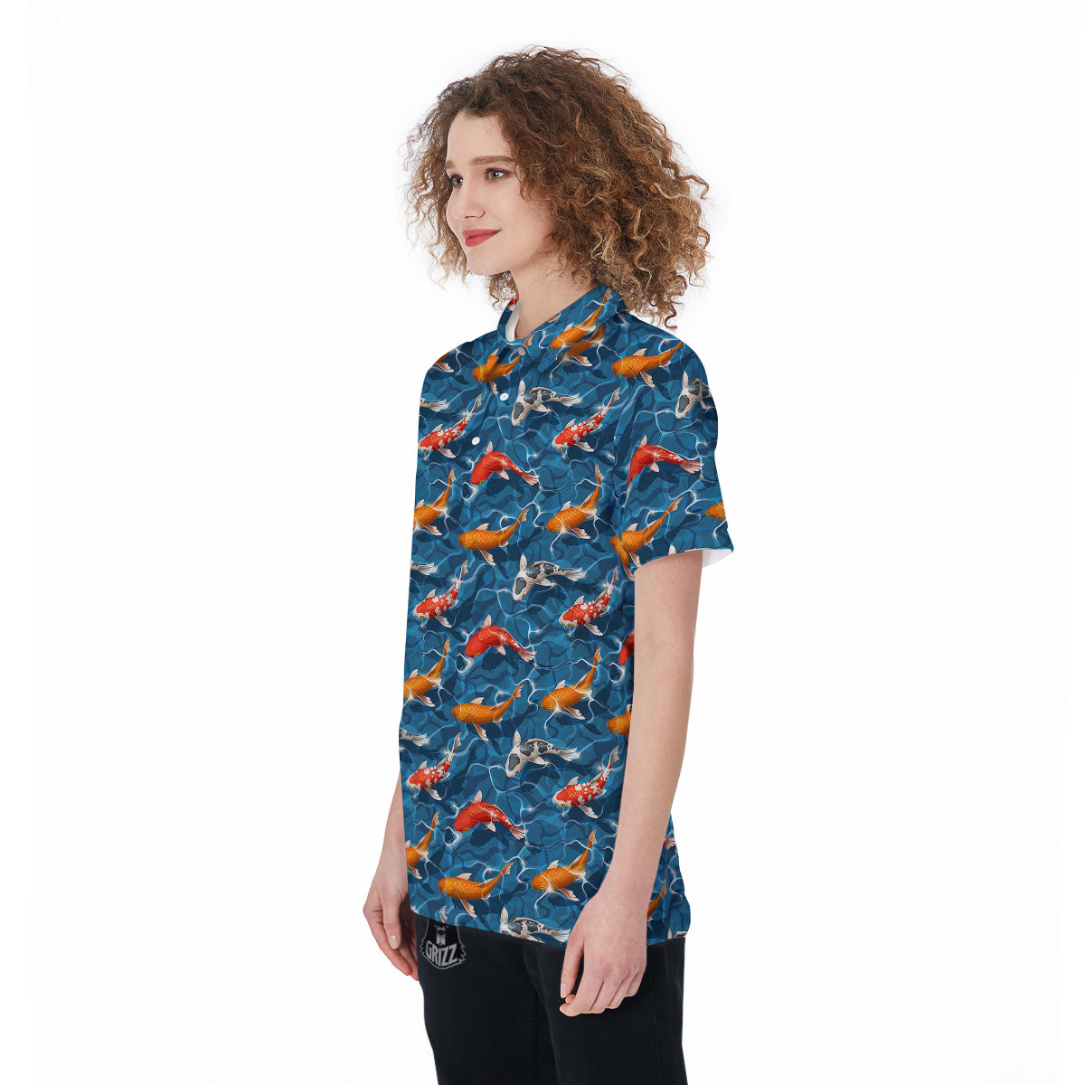 Koi Carps Print Pattern Women's Golf Shirts-grizzshop