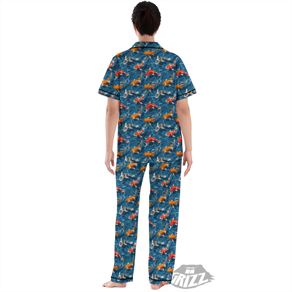 Koi Carps Print Pattern Women's Pajamas Set-grizzshop