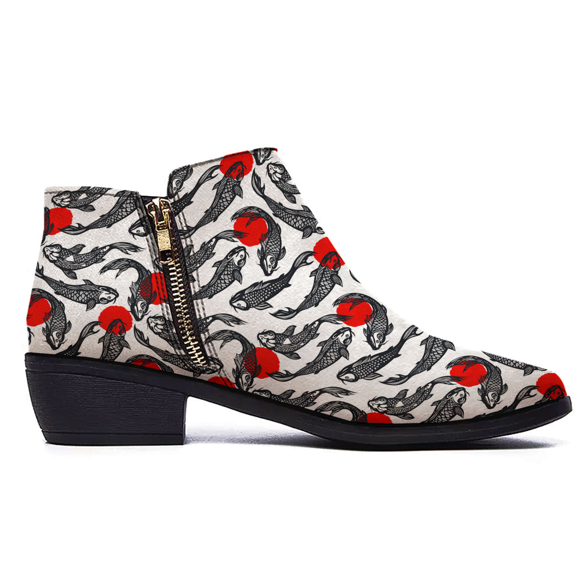 Koi Fish Carp Japanese Print Pattern Ankle Boots-grizzshop