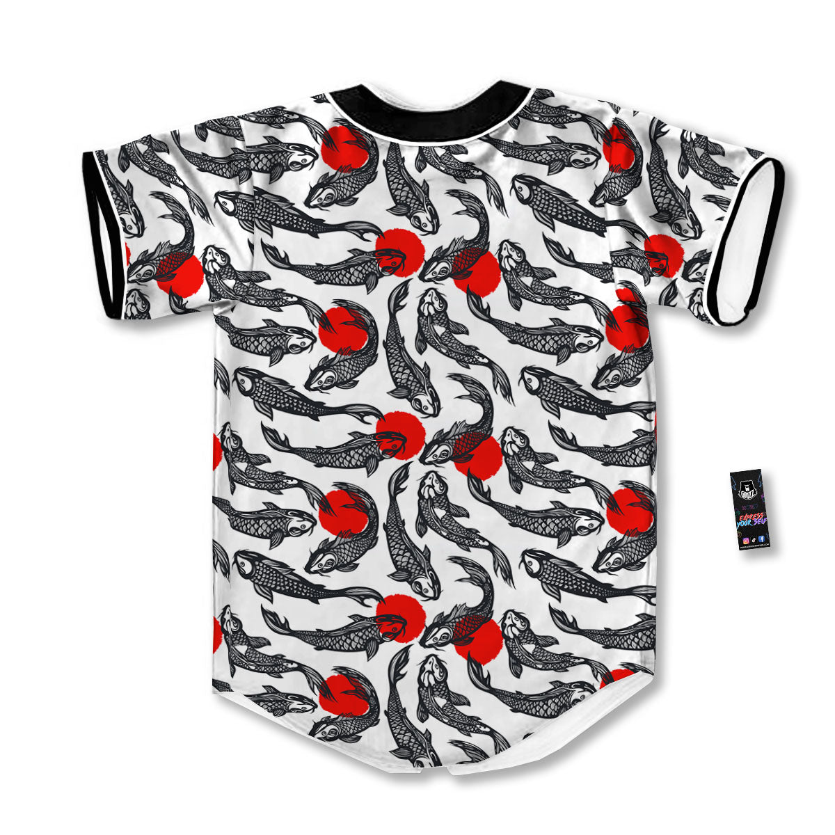 Koi Fish Carp Japanese Print Pattern Baseball Jersey-grizzshop