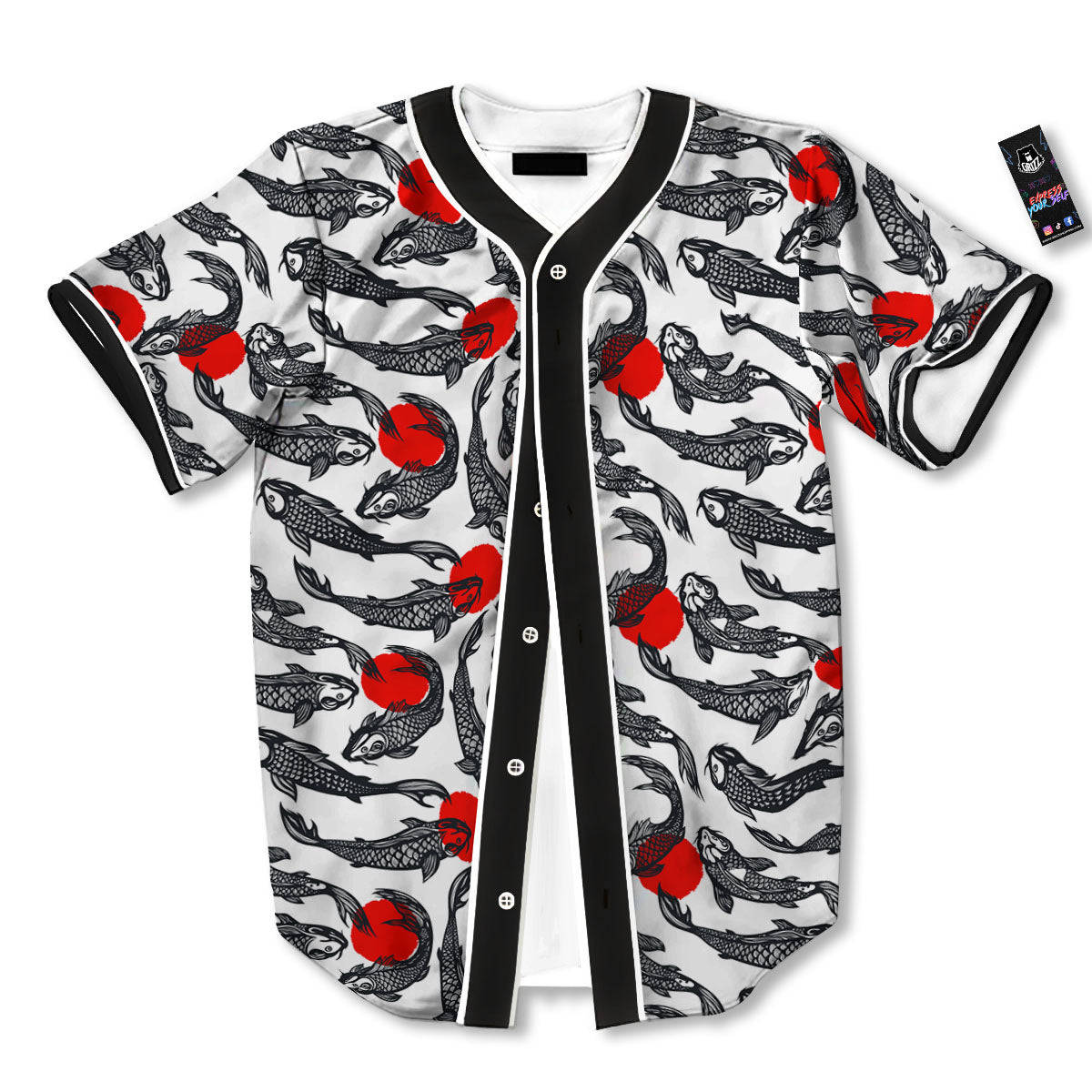 Koi Fish Carp Japanese Print Pattern Baseball Jersey-grizzshop