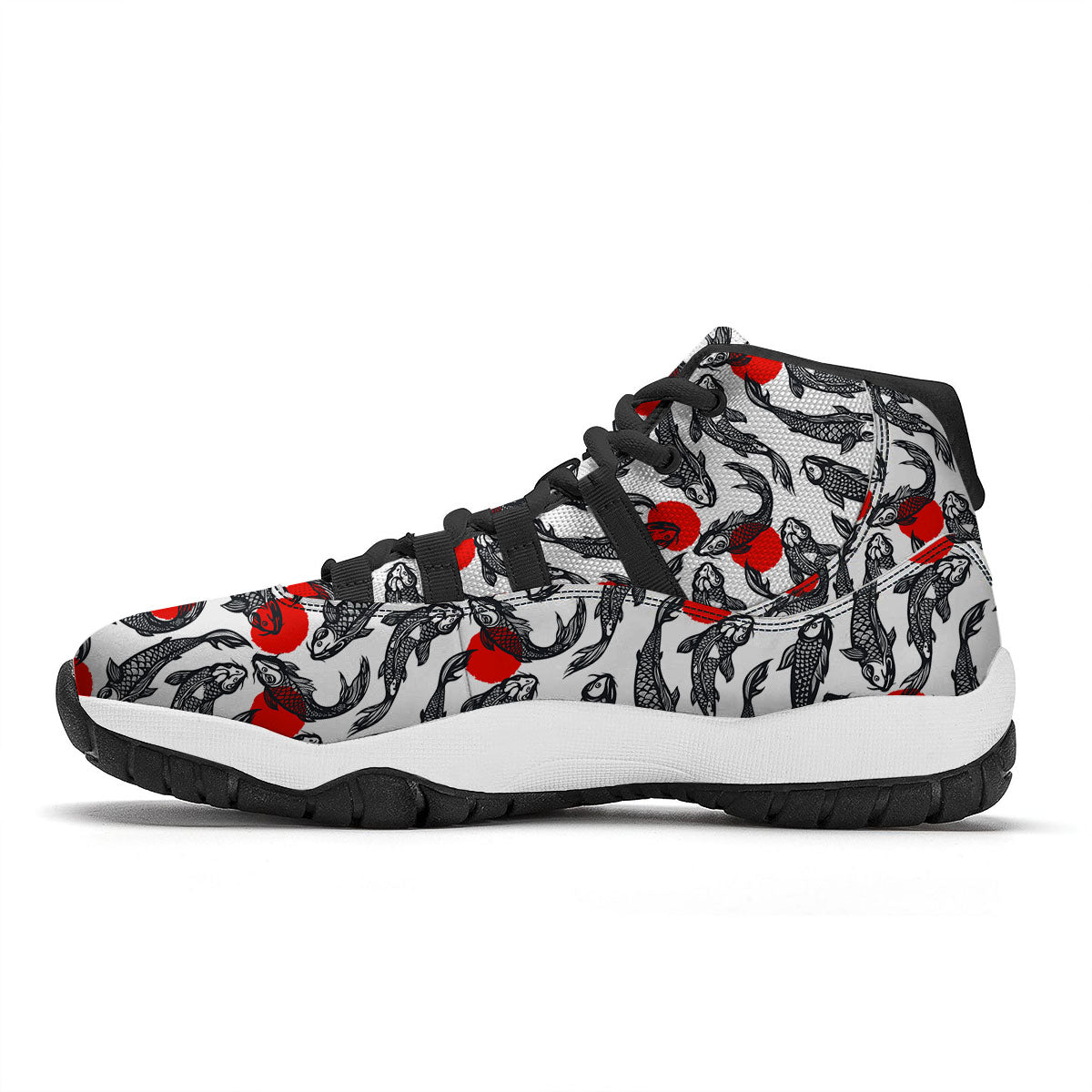 Koi Fish Carp Japanese Print Pattern Black Bball Shoes-grizzshop