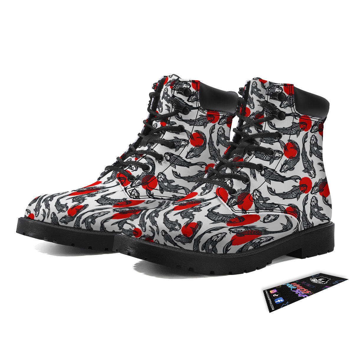 Koi Fish Carp Japanese Print Pattern Boots-grizzshop