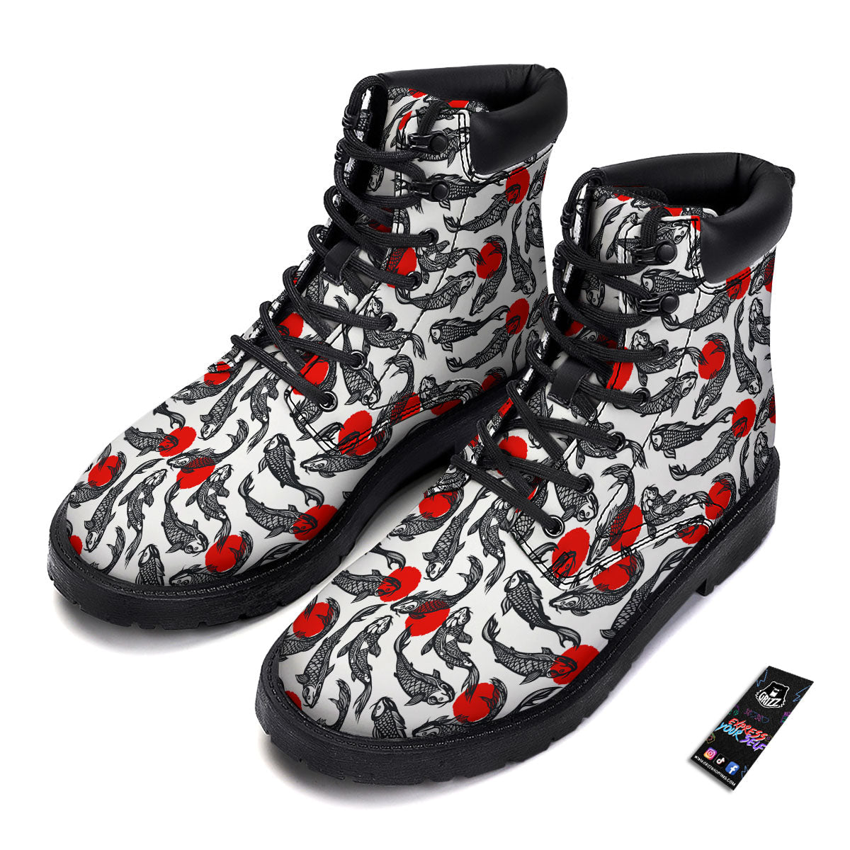 Koi Fish Carp Japanese Print Pattern Boots-grizzshop