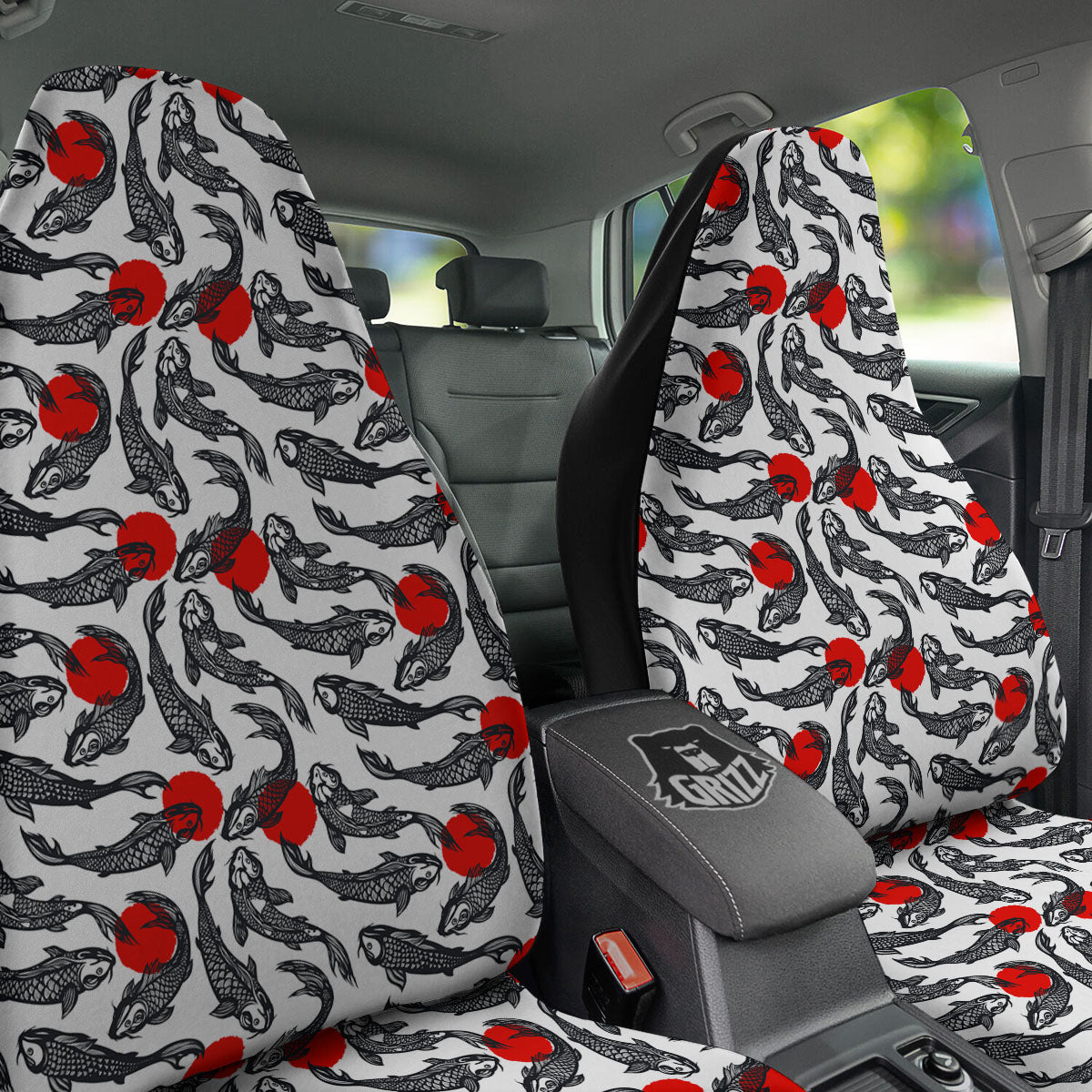 Koi Fish Carp Japanese Print Pattern Car Seat Covers-grizzshop