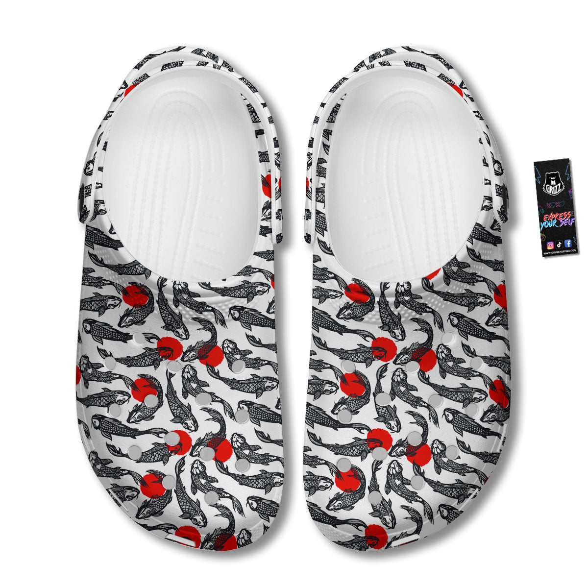 Koi Fish Carp Japanese Print Pattern Clog-grizzshop