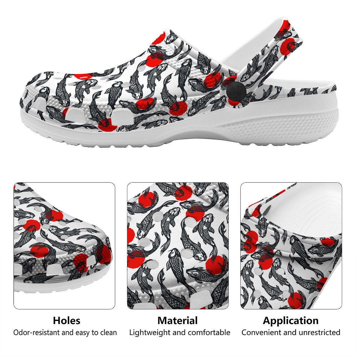 Koi Fish Carp Japanese Print Pattern Clog-grizzshop