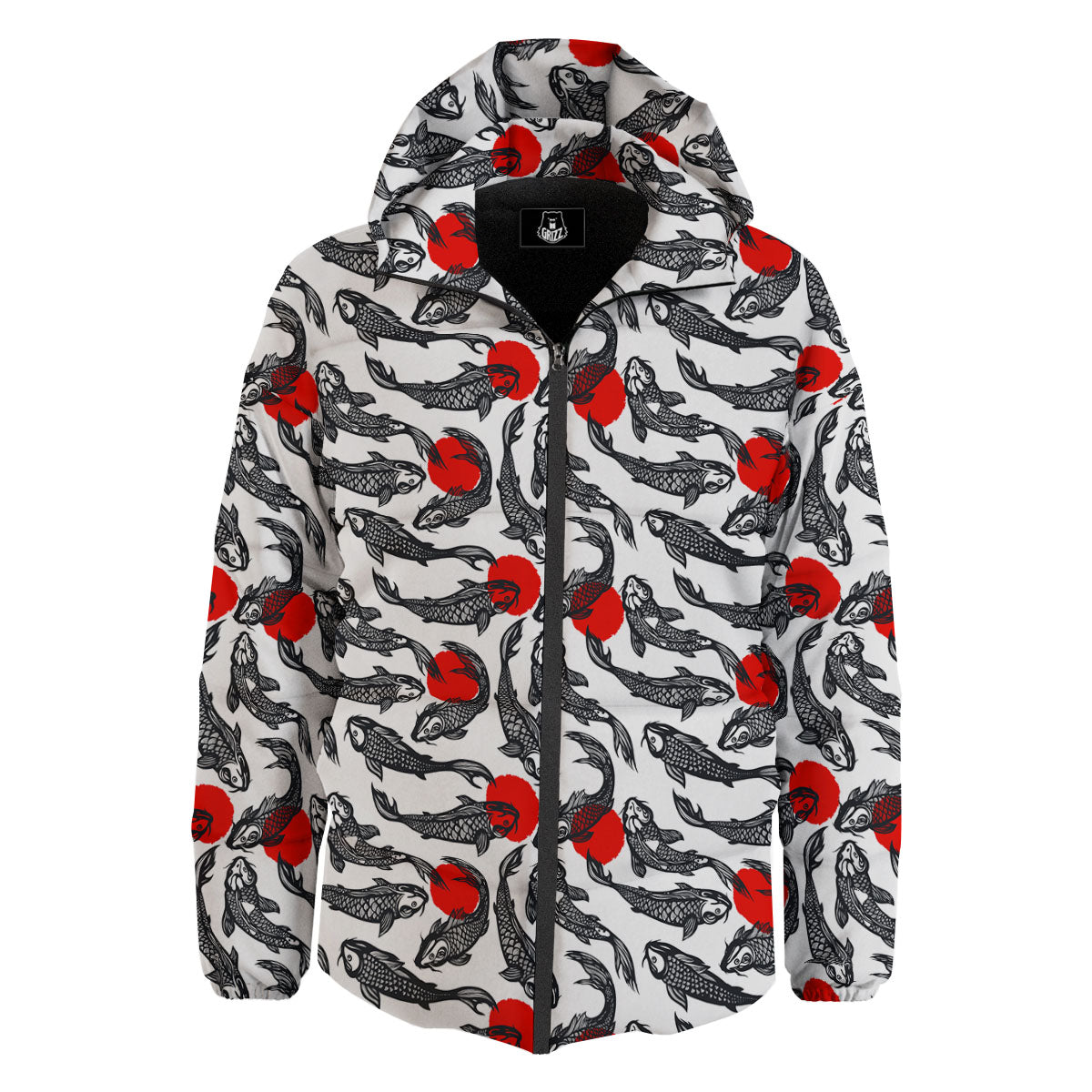 Koi Fish Carp Japanese Print Pattern Down Jacket-grizzshop
