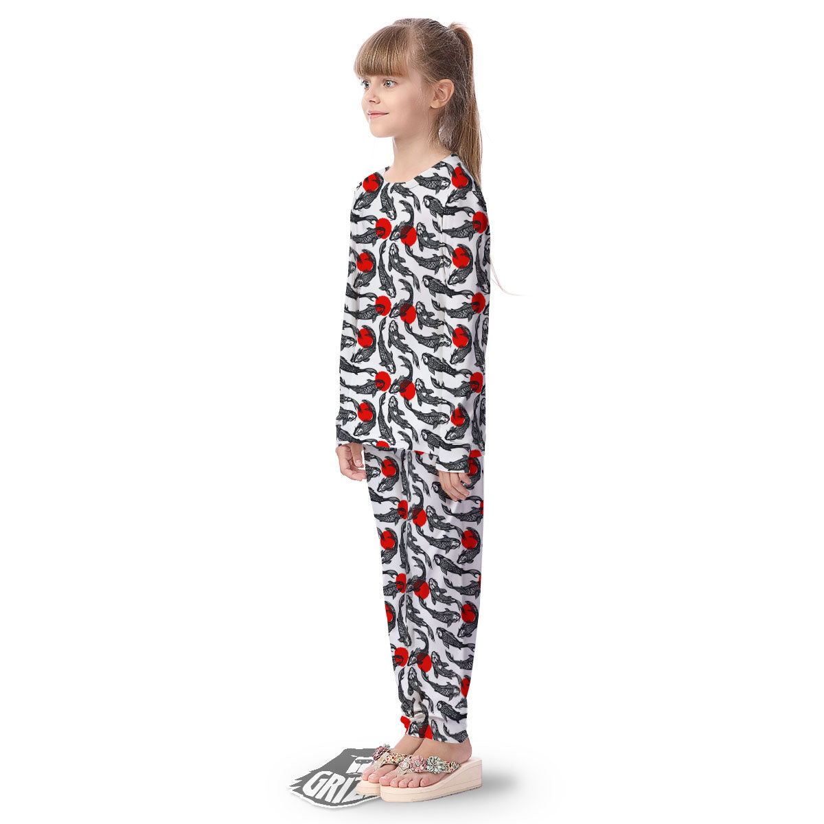 Koi Fish Carp Japanese Print Pattern Kid's Pajamas-grizzshop