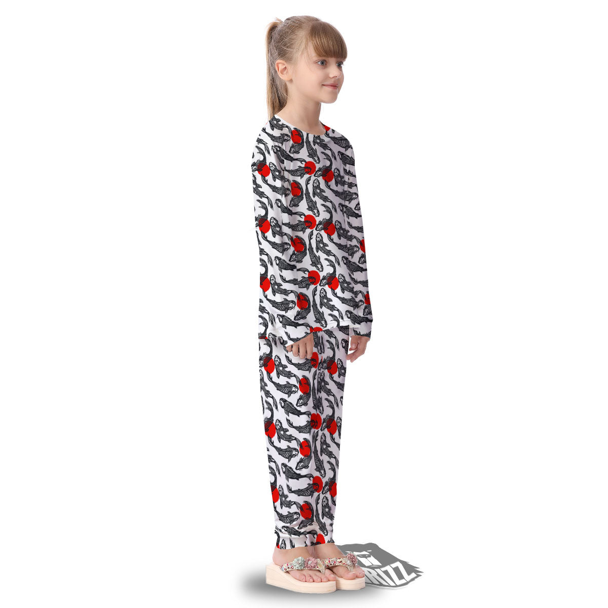 Koi Fish Carp Japanese Print Pattern Kid's Pajamas-grizzshop