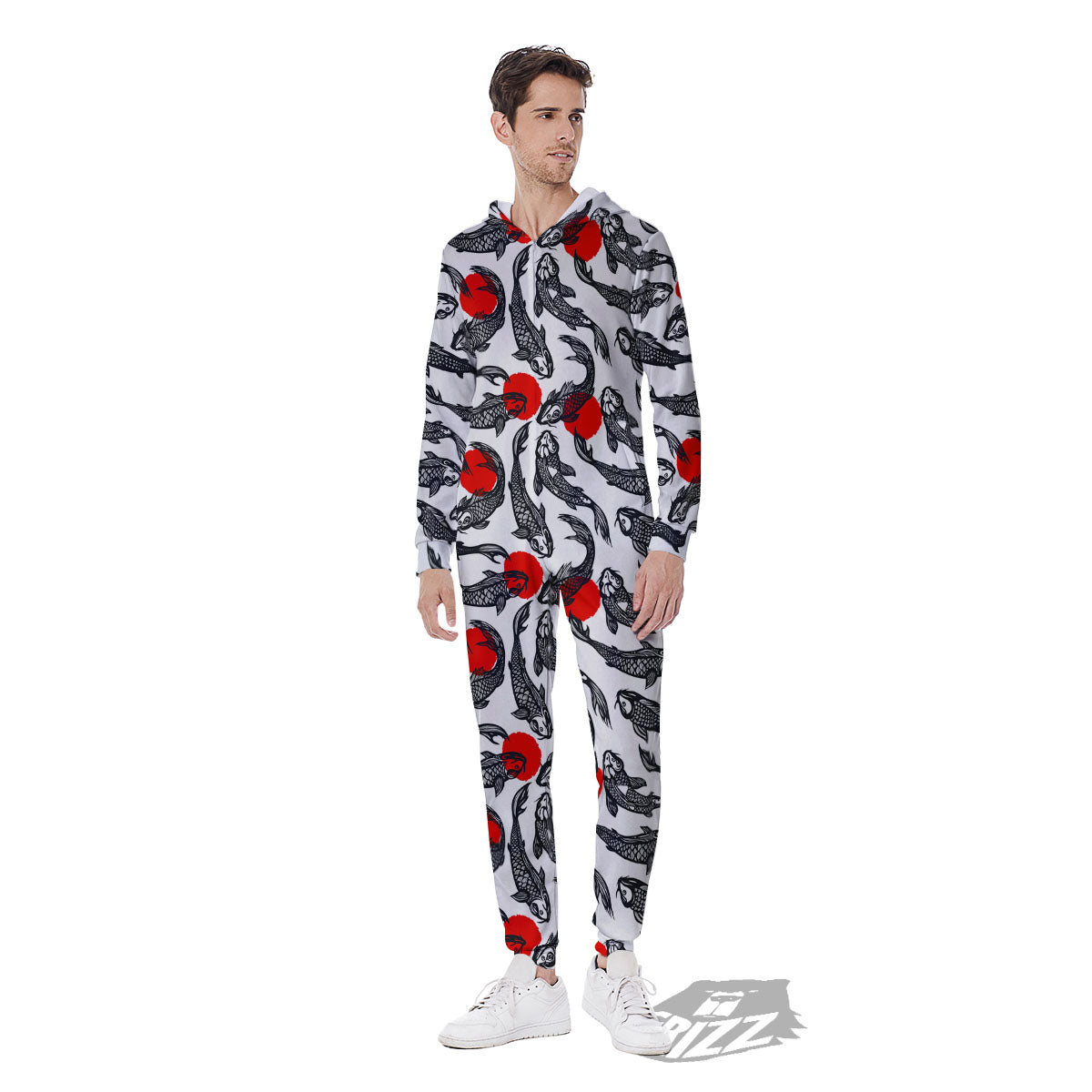Koi Fish Carp Japanese Print Pattern Men's Jumpsuit-grizzshop