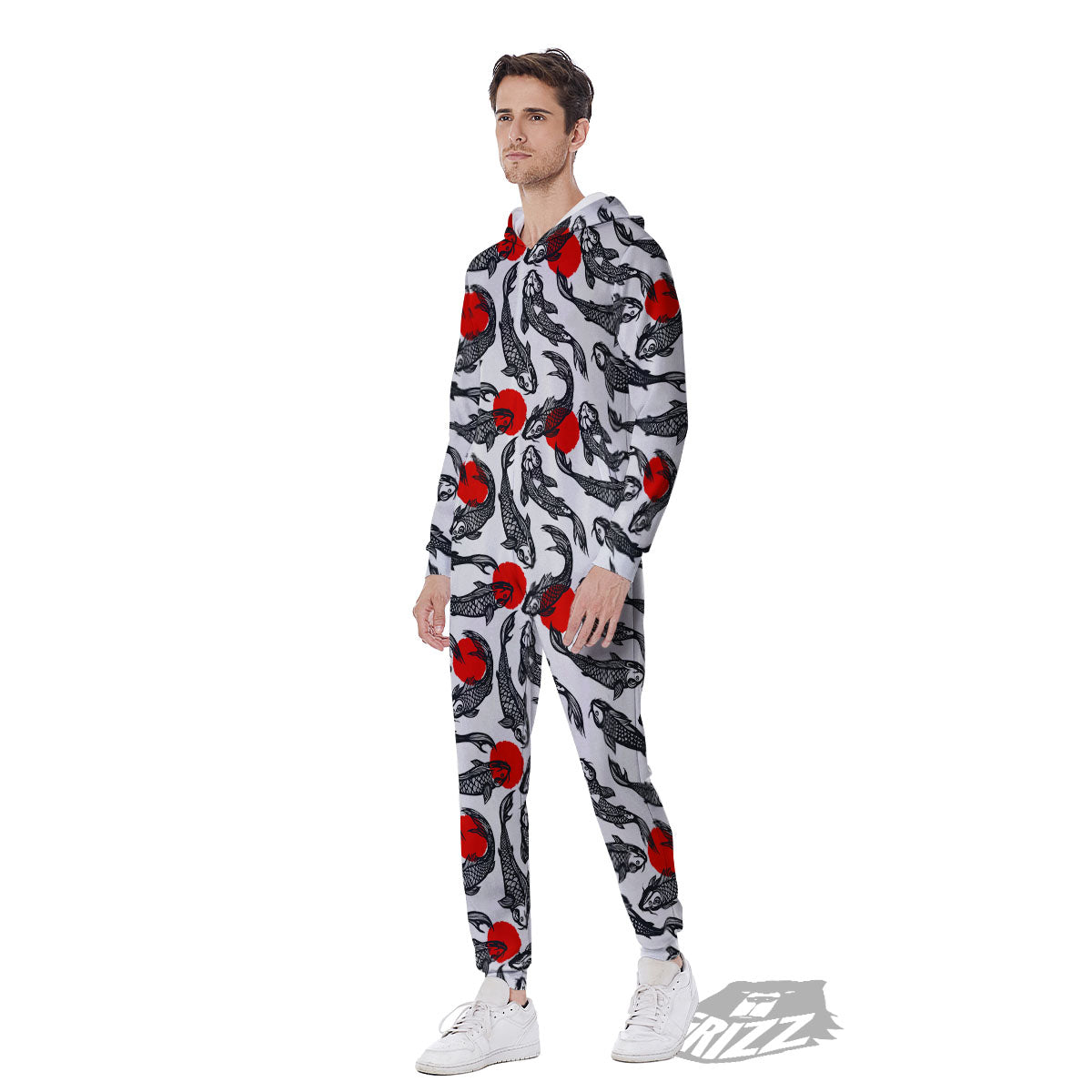 Koi Fish Carp Japanese Print Pattern Men's Jumpsuit-grizzshop