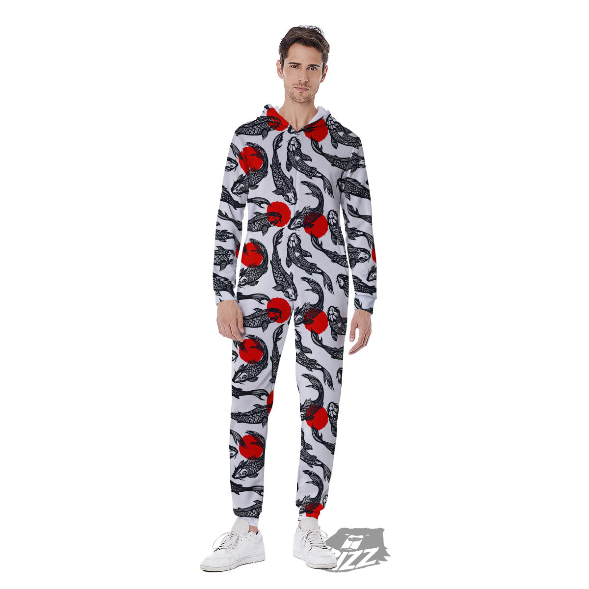Koi Fish Carp Japanese Print Pattern Men's Jumpsuit-grizzshop