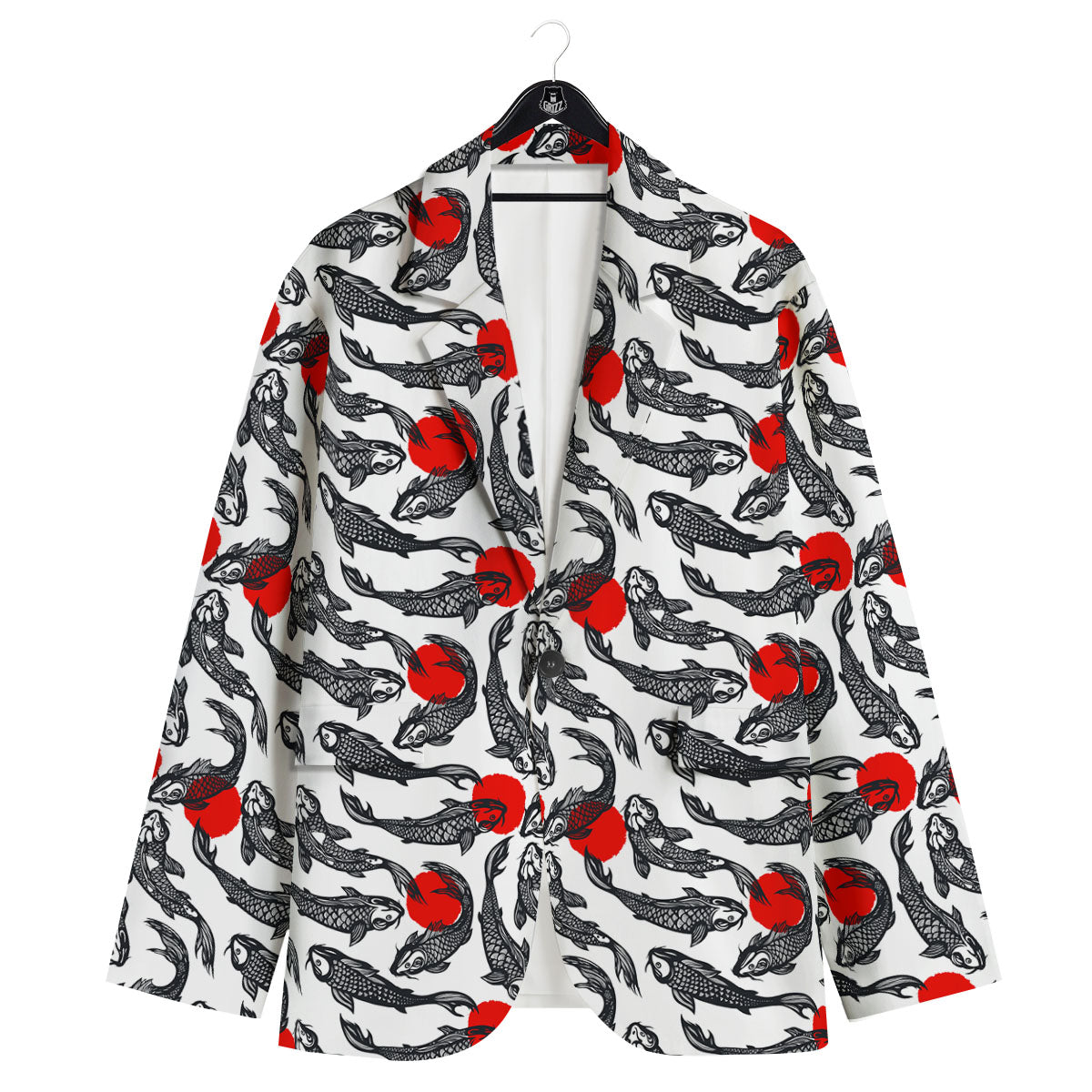 Koi Fish Carp Japanese Print Pattern Men's Sport Coat-grizzshop