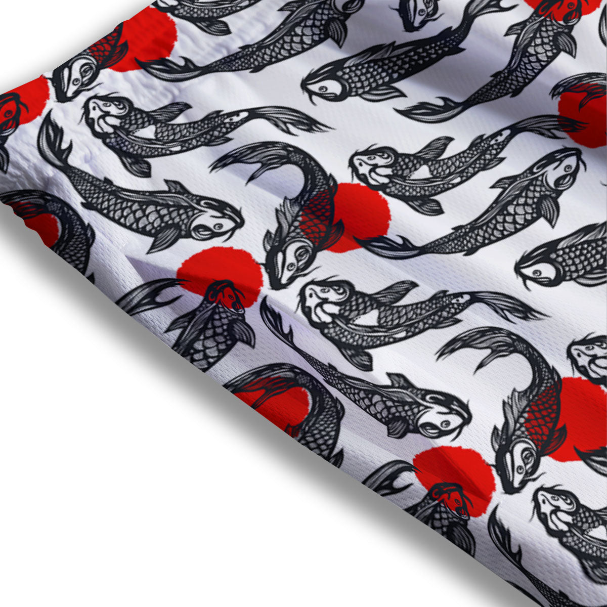 Koi Fish Carp Japanese Print Pattern Mesh Shorts
