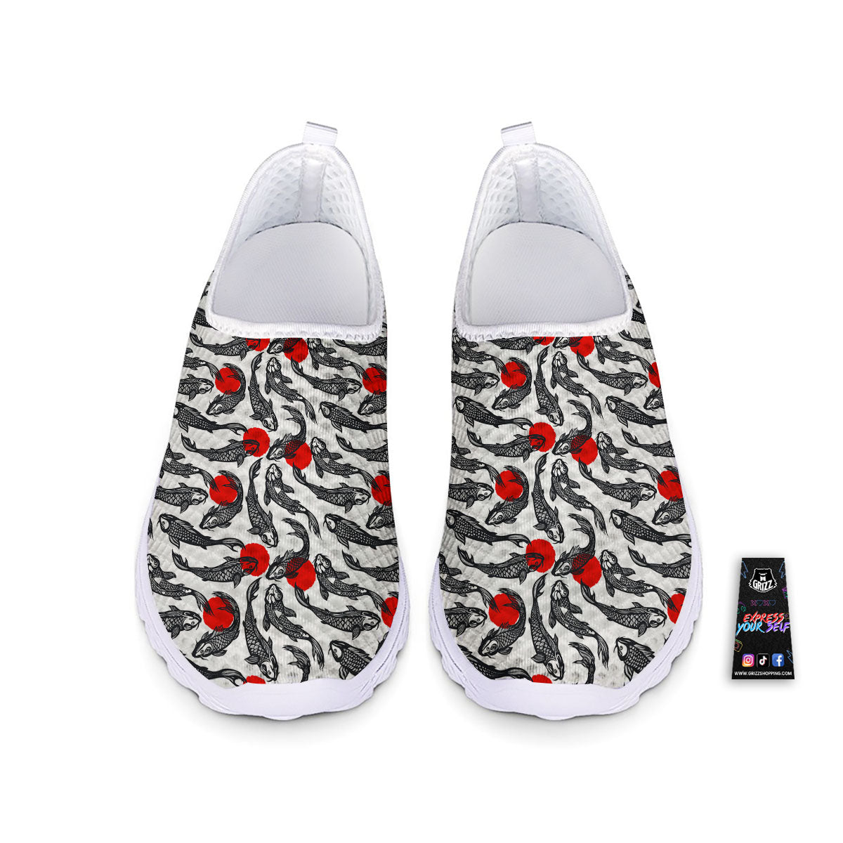 Koi Fish Carp Japanese Print Pattern Nurse Shoes-grizzshop