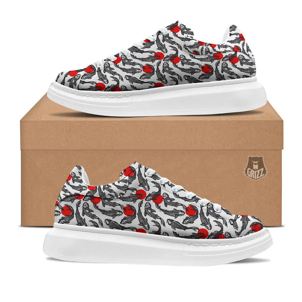 Koi Fish Carp Japanese Print Pattern Platform Shoes-grizzshop