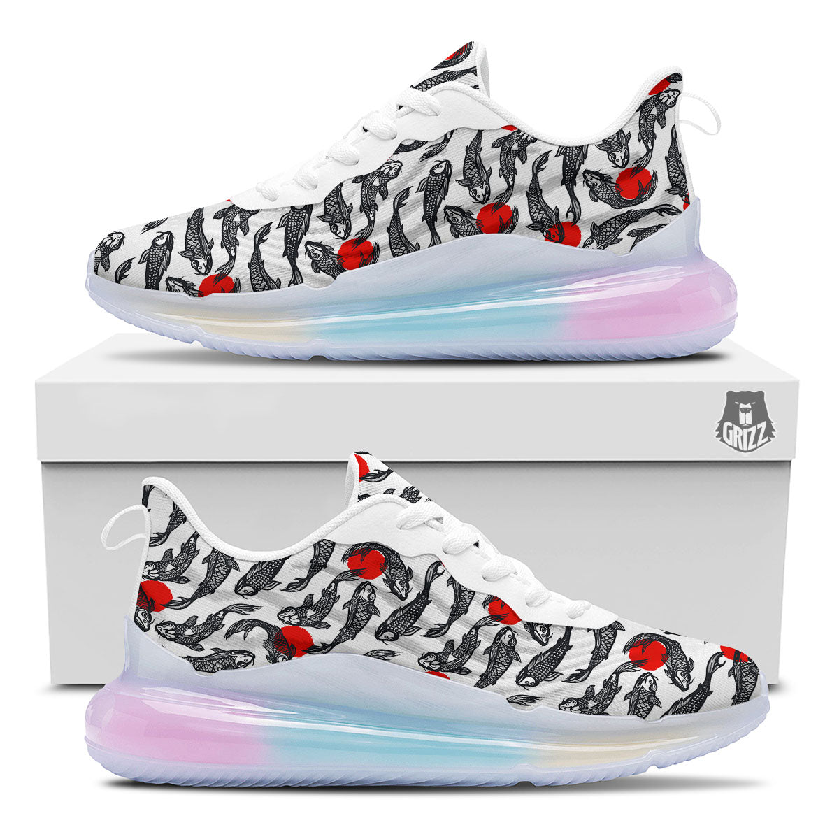 Koi Fish Carp Japanese Print Pattern Running Sneakers-grizzshop