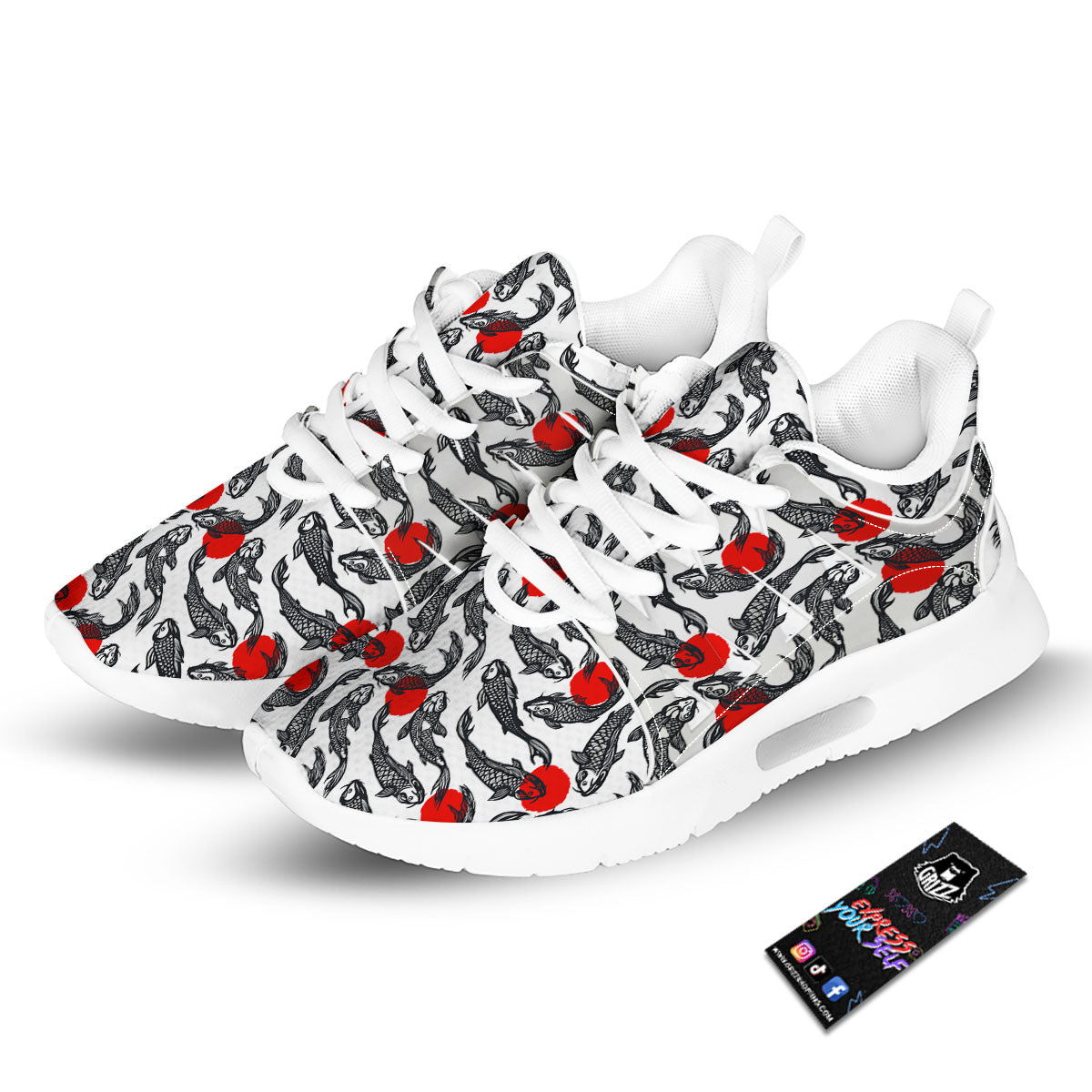 Koi Fish Carp Japanese Print Pattern Tennis Shoes-grizzshop