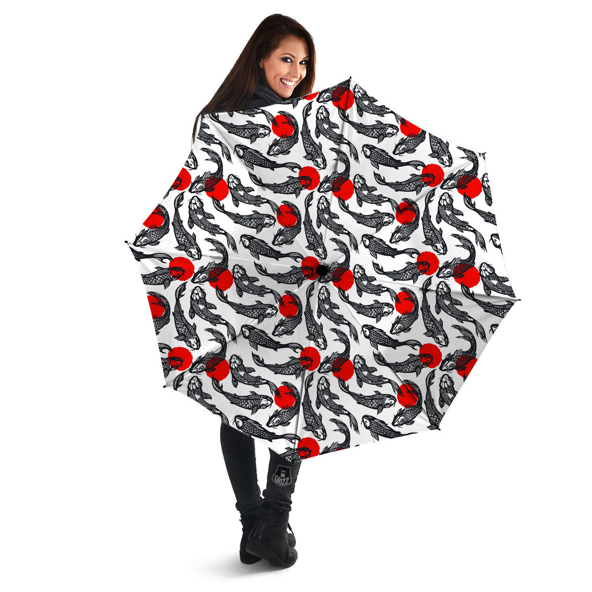Koi Fish Carp Japanese Print Pattern Umbrella-grizzshop