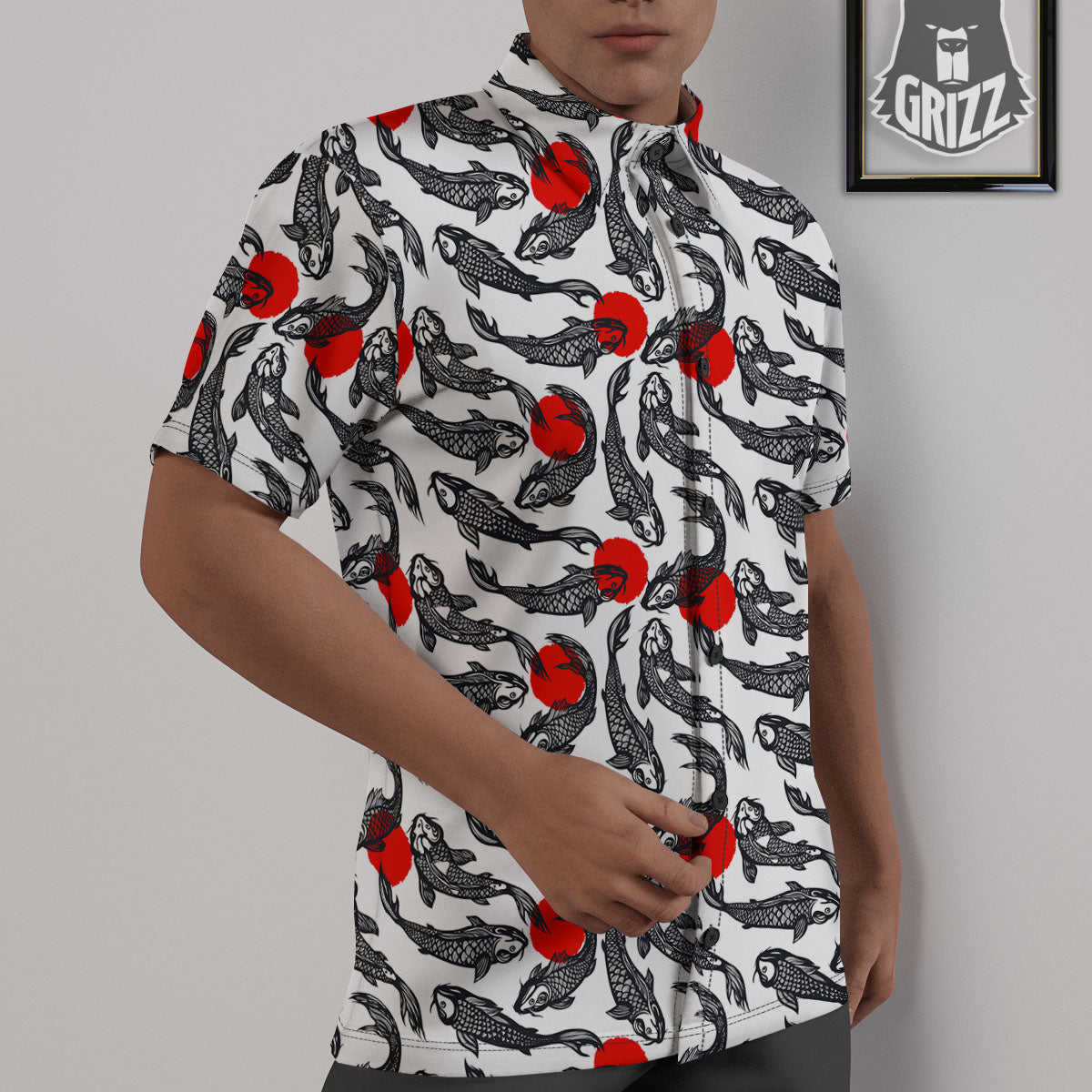 Koi Fish Carp Japanese Print Pattern Untucked Shirts-grizzshop