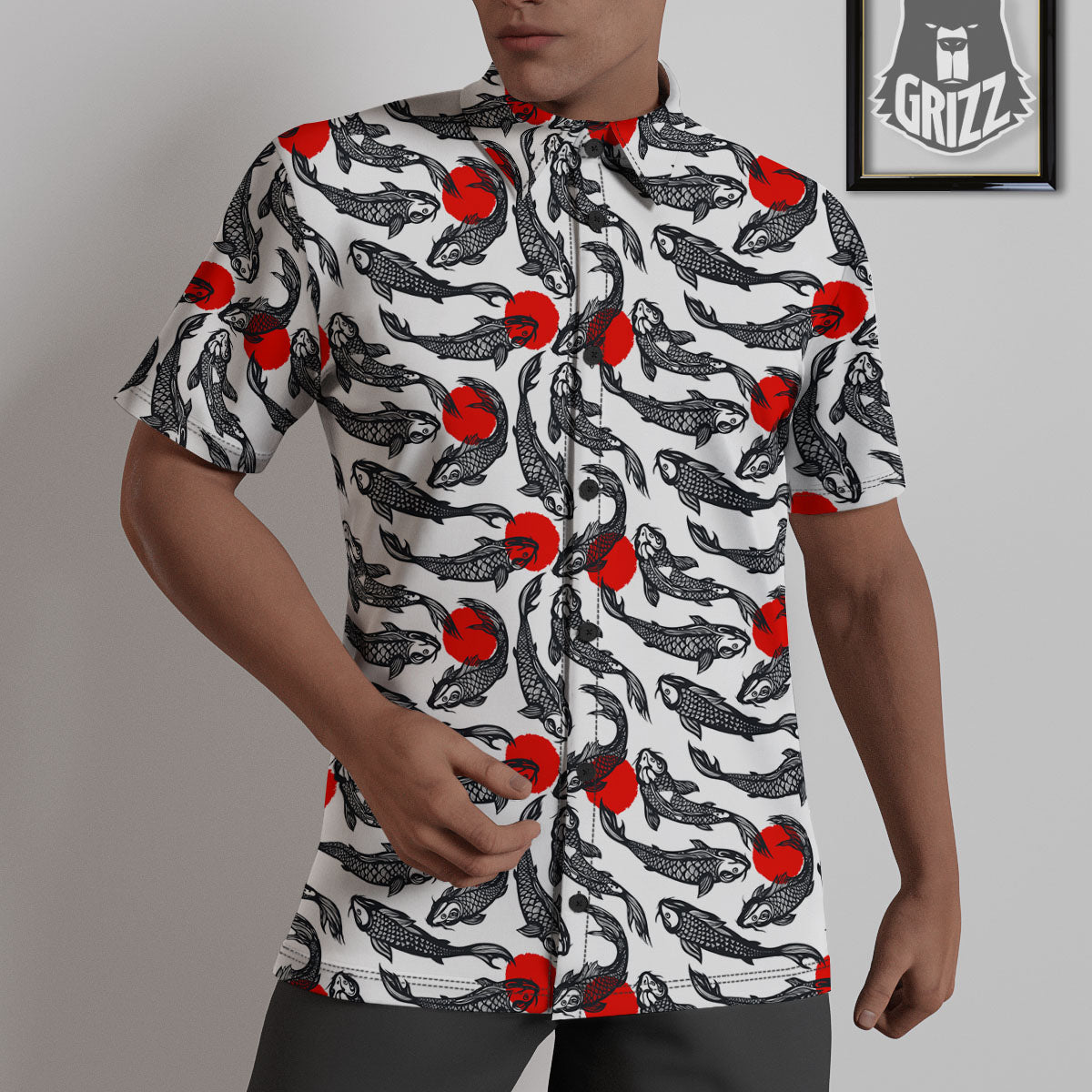 Koi Fish Carp Japanese Print Pattern Untucked Shirts-grizzshop