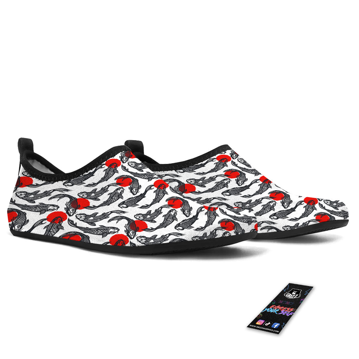 Koi Fish Carp Japanese Print Pattern Water Shoes-grizzshop
