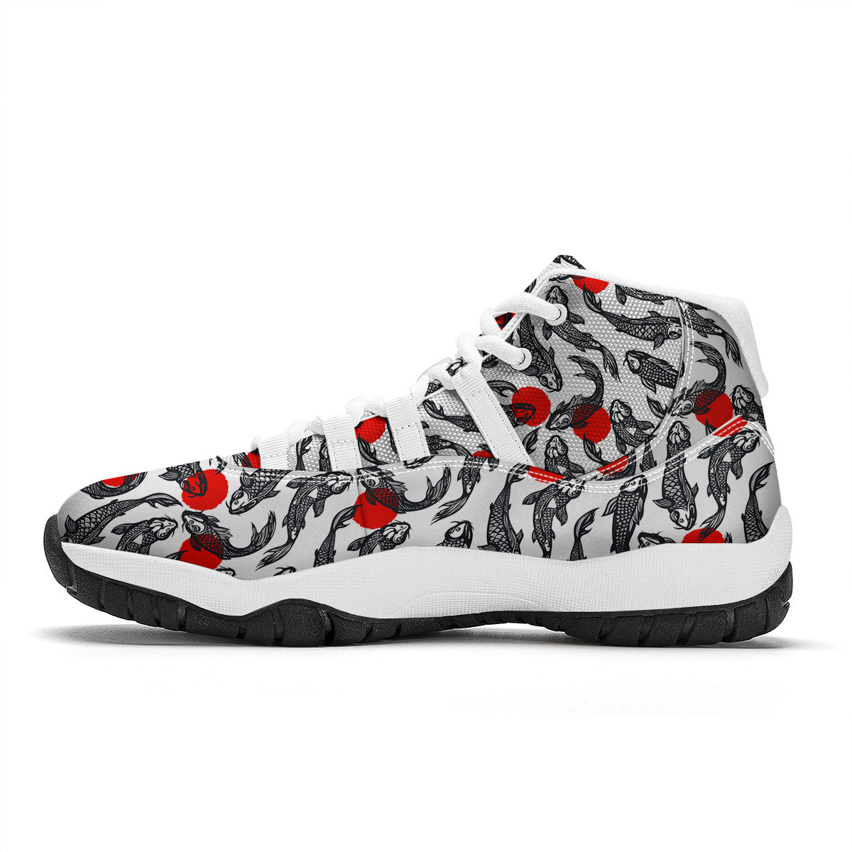 Koi Fish Carp Japanese Print Pattern White Bball Shoes-grizzshop