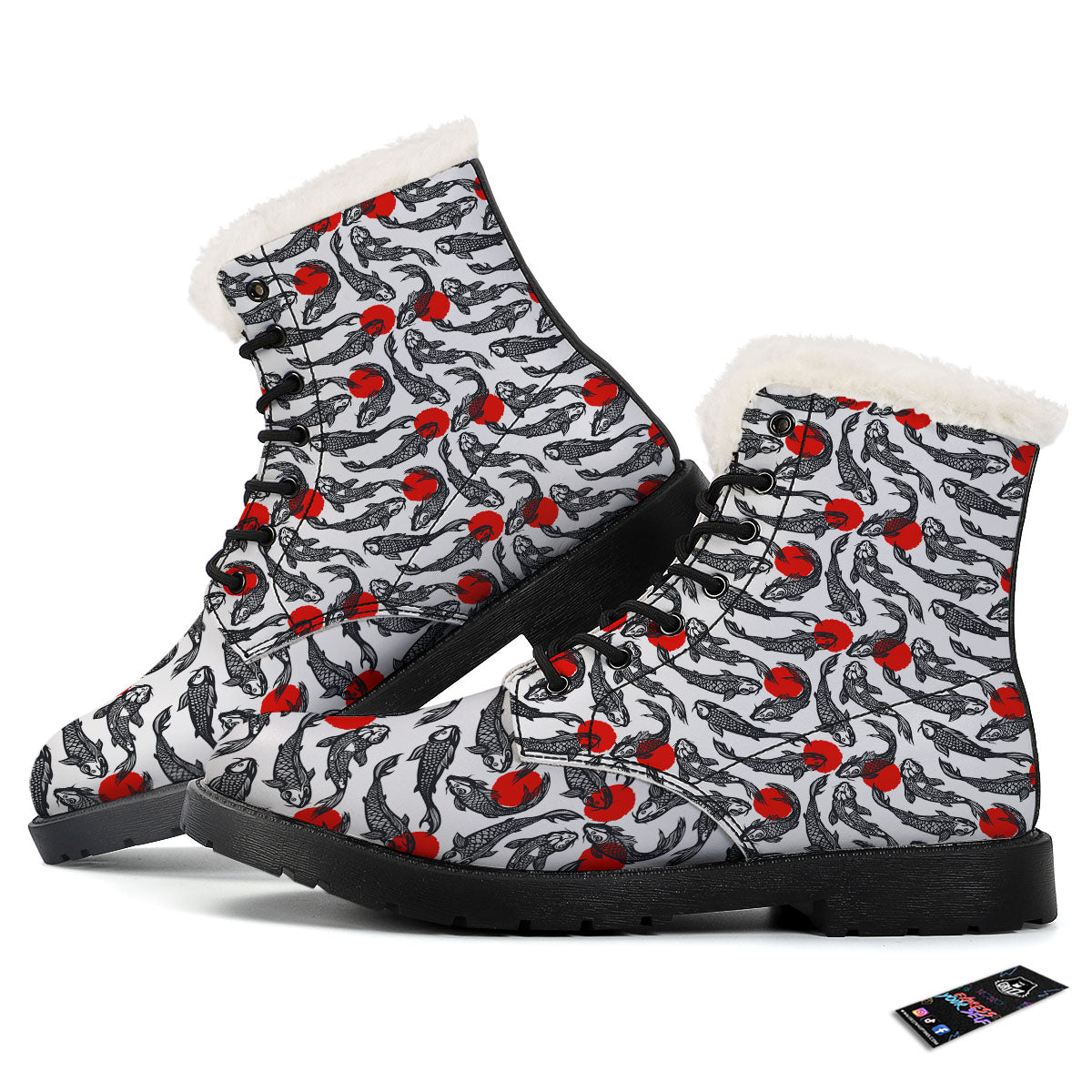 Koi Fish Carp Japanese Print Pattern Winter Boots-grizzshop