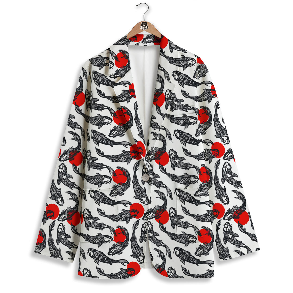 Koi Fish Carp Japanese Print Pattern Women's Blazer-grizzshop