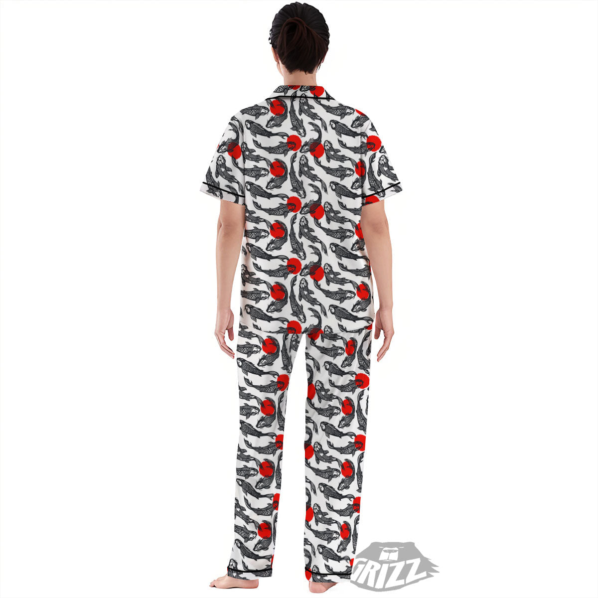 Koi Fish Carp Japanese Print Pattern Women's Pajamas Set-grizzshop