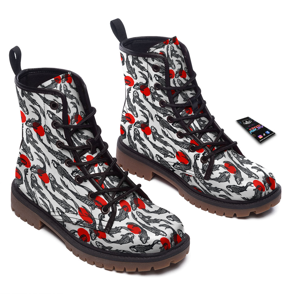 Koi Fish Carp Japanese Print Pattern Work Boots-grizzshop