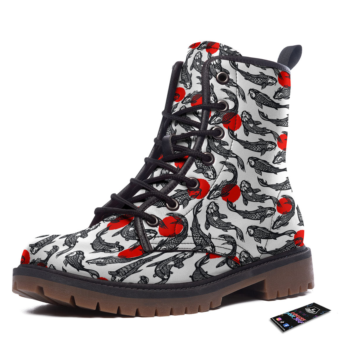 Koi Fish Carp Japanese Print Pattern Work Boots-grizzshop