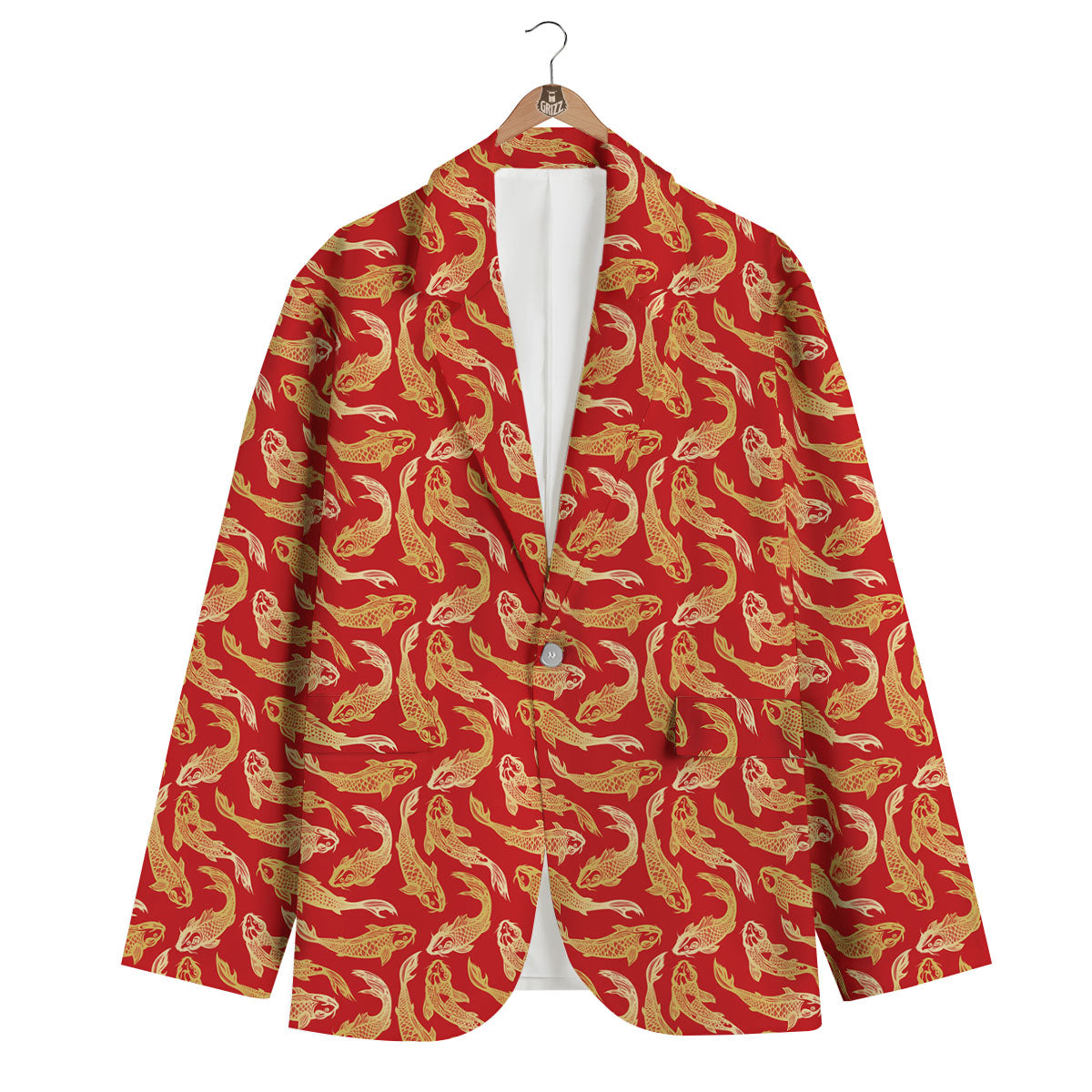 Koi Fish Chinese Print Pattern Men's Blazer-grizzshop