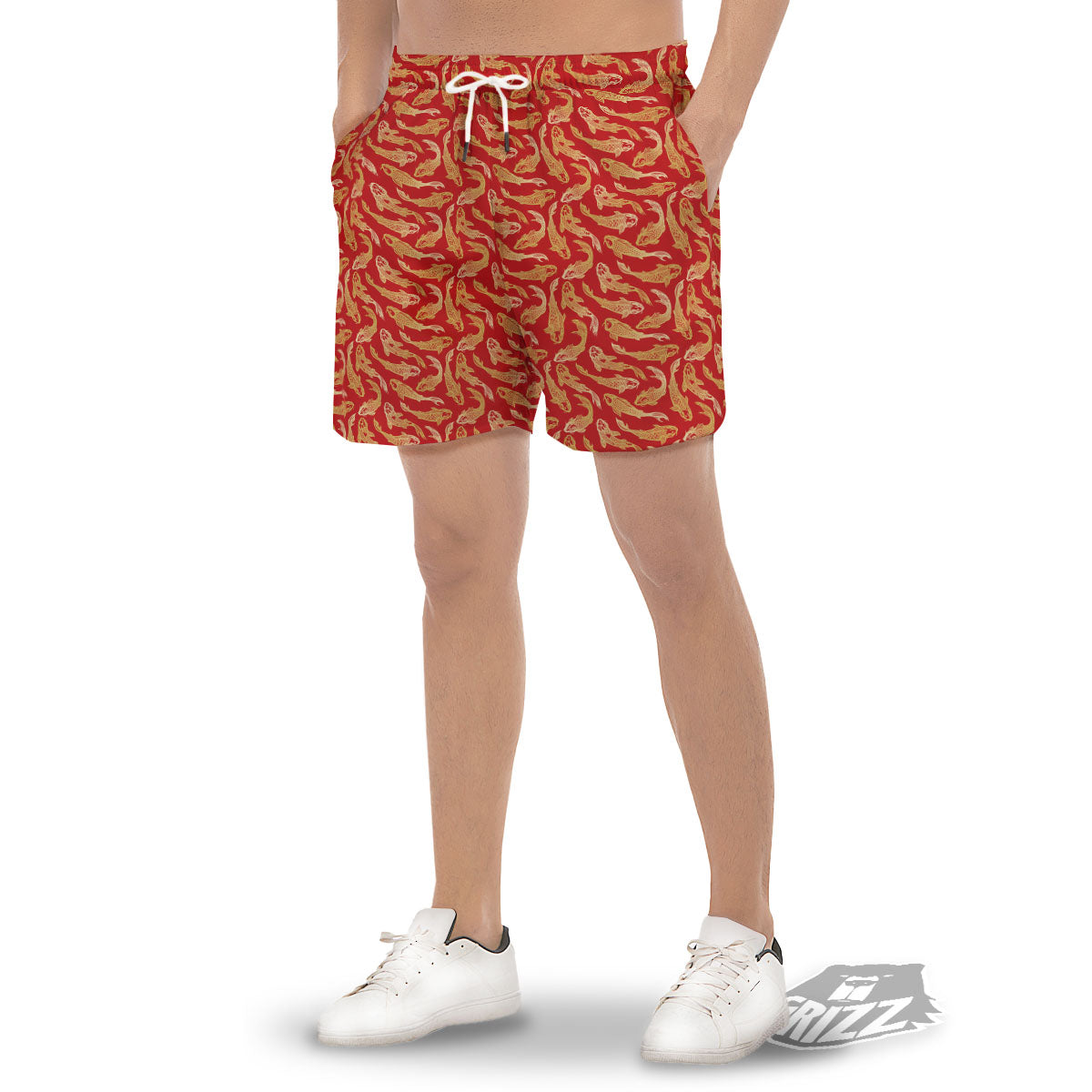 Koi Fish Chinese Print Pattern Men's Gym Shorts-grizzshop