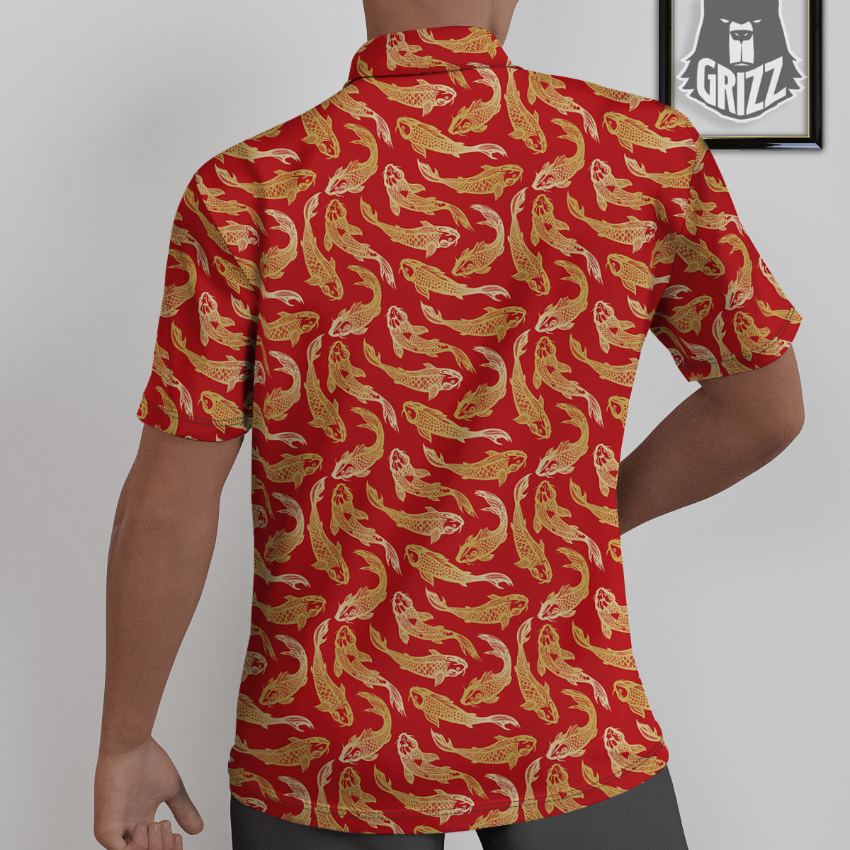 Koi Fish Chinese Print Pattern Untucked Shirts-grizzshop