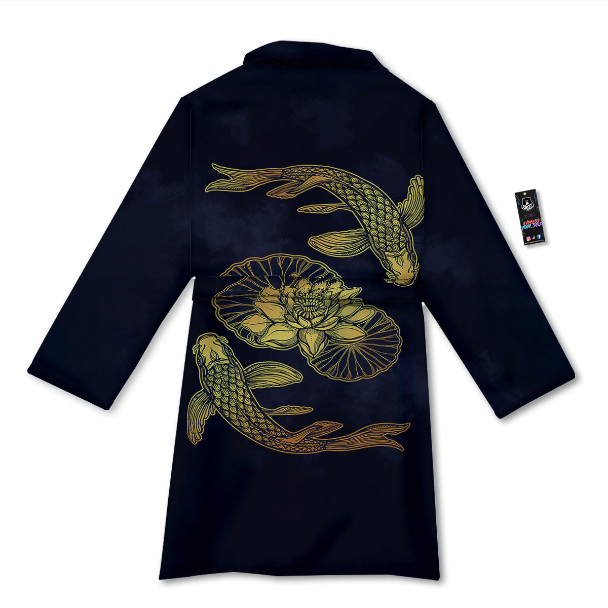 Koi Fish Golden Spiritual Print Bathrobe-grizzshop