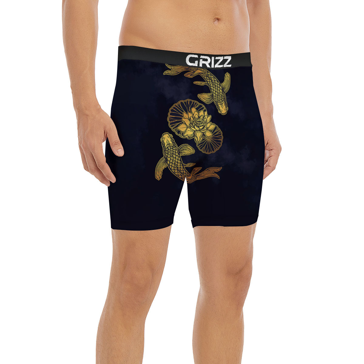 Koi Fish Golden Spiritual Print Boxer Briefs-grizzshop