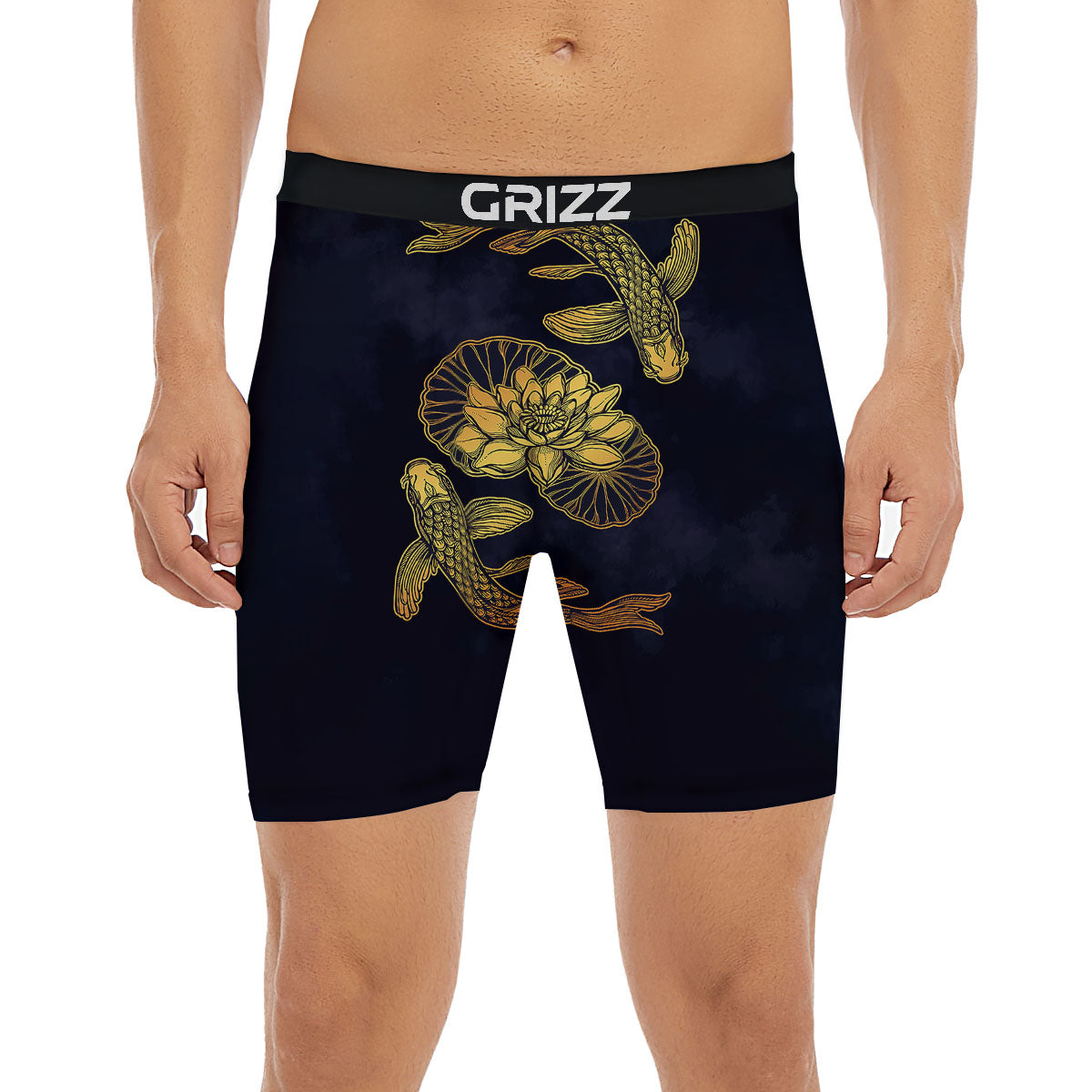 Koi Fish Golden Spiritual Print Boxer Briefs-grizzshop