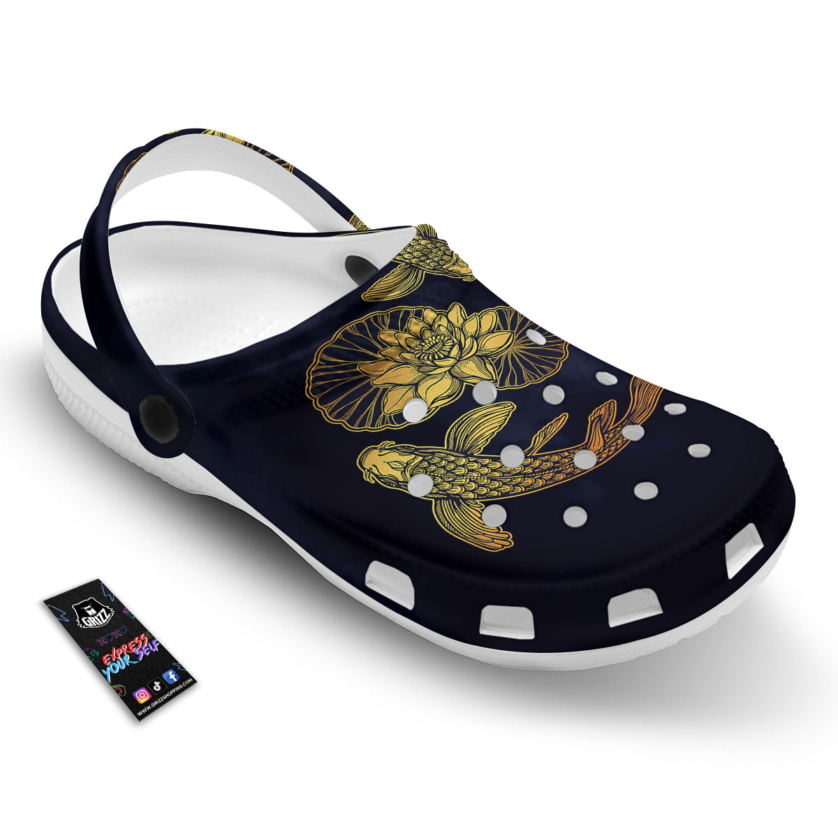 Koi Fish Golden Spiritual Print Clog-grizzshop
