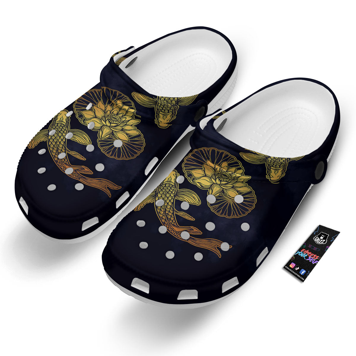 Koi Fish Golden Spiritual Print Clog-grizzshop